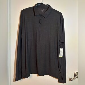 Old Navy Men's Charcoal Activewear Long Sleeve Polo
